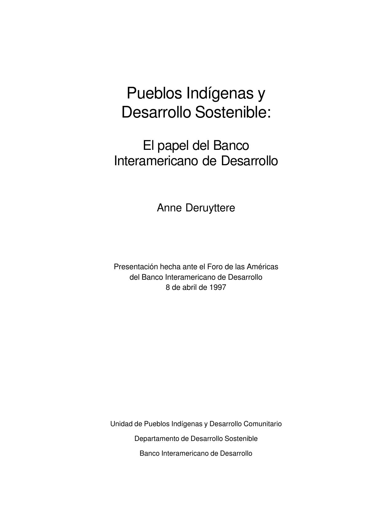 Pueblos Indigenas y Desarrollo Sostenible